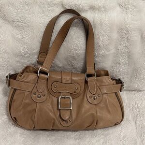 Longchamp Idole Tan Leather Shoulder Bag with Buckle Detail